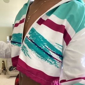 Cropped windbreaker hoodie